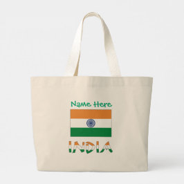 Bolsa Tote Grande Presente Personalizado Bandeira da Índia