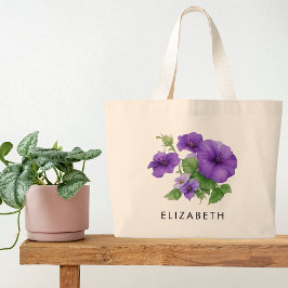 Bolsa Tote Grande Presente Personalizado de Flor do Mês de Nasciment