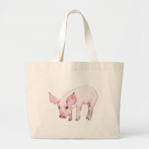 Bolsa Tote Grande Presente Porco Fofo Esposa de Agricultor Menina do