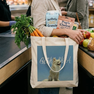Bolsa Tote Grande Presente Retro Estético Cachorro Chihuahua Mãe Céu