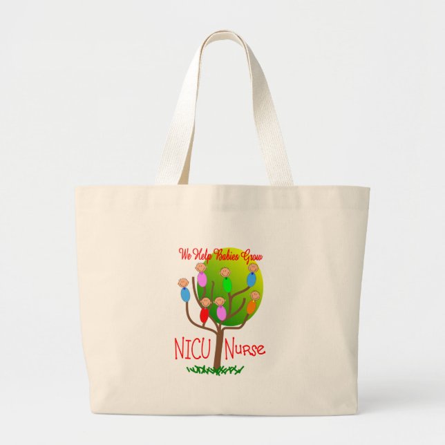 Bolsa Tote Grande Presentes da enfermeira de NICU, bebês adoráveis (Frente)