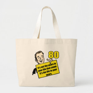 Bolsa Tote Grande Presentes de aniversário vivos do 80 da vida