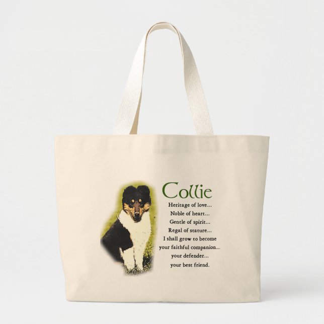 Bolsa Tote Grande Presentes de Collie em Massa Tripla (Frente)