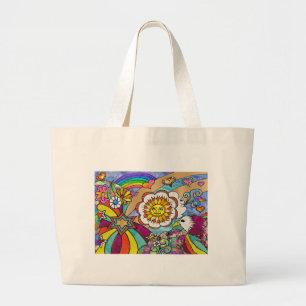 Bolsa Tote Grande Presentes de Roupa de Águia Solar Psicodélica Retr