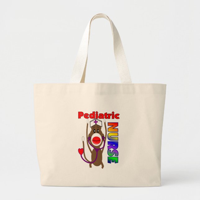 Bolsa Tote Grande Presentes pediatras da enfermeira do macaco da (Frente)