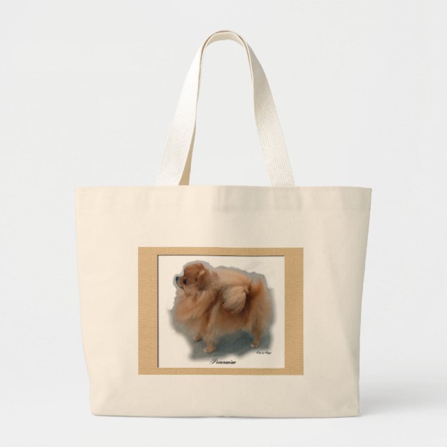Bolsa Tote Grande Presentes Pomeranianos (Frente)