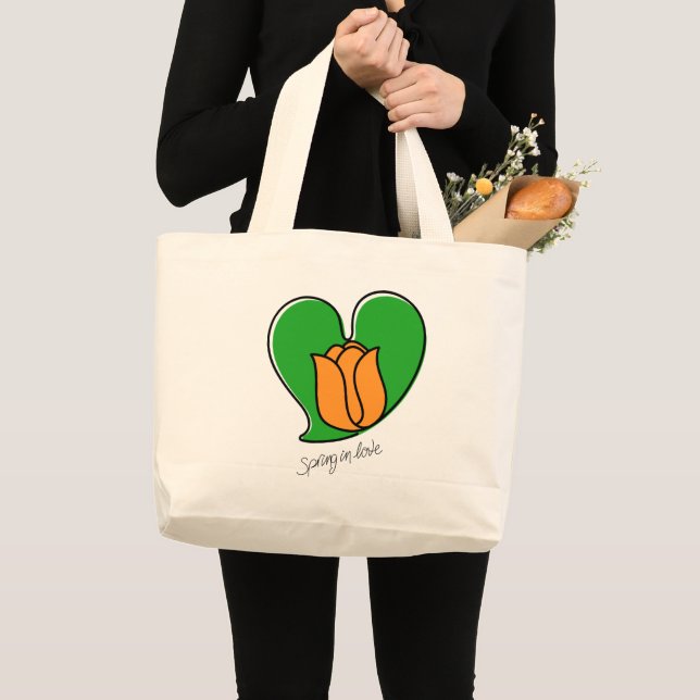 Bolsa Tote Grande Primavera in Love - Orange Tulipes (Tulipas Laranj (Frente (produto))