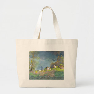 Bolsa Tote Grande Primavera thunderstorm pintando aquarela