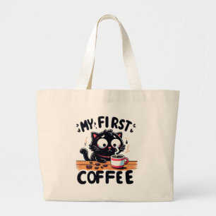 Bolsa Tote Grande Primeira Aventura com Café Preto