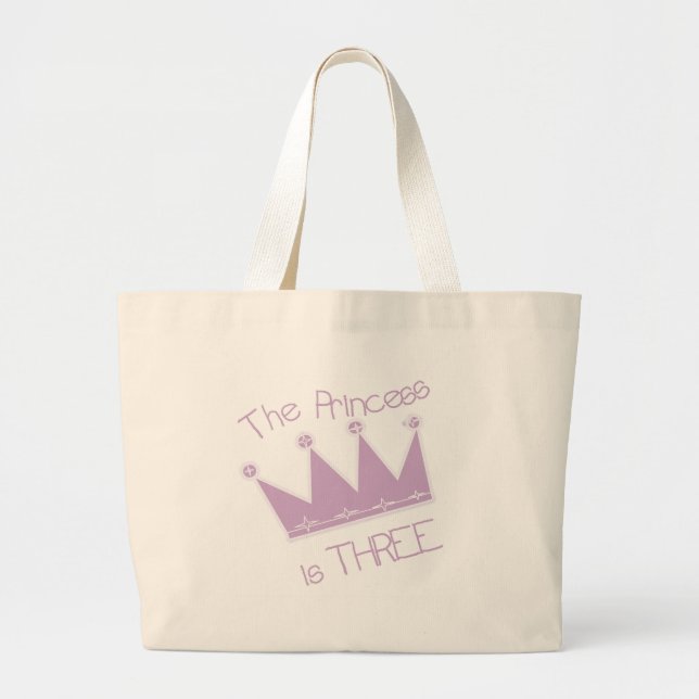 Bolsa Tote Grande Princesa aniversário de 3 anos Camisetas e present (Frente)