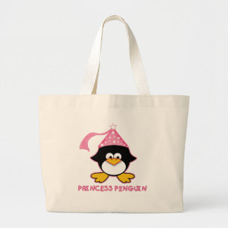 Bolsa Tote Grande Princesa cor-de-rosa Pinguim
