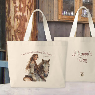 Bolsa Tote Grande Princesa Cristã em Horseback Personaliza de Volta