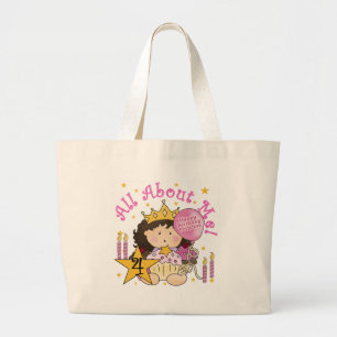 Bolsa Tote Grande Princesa Sobre Os Meus 4º Aniversário Camisetas