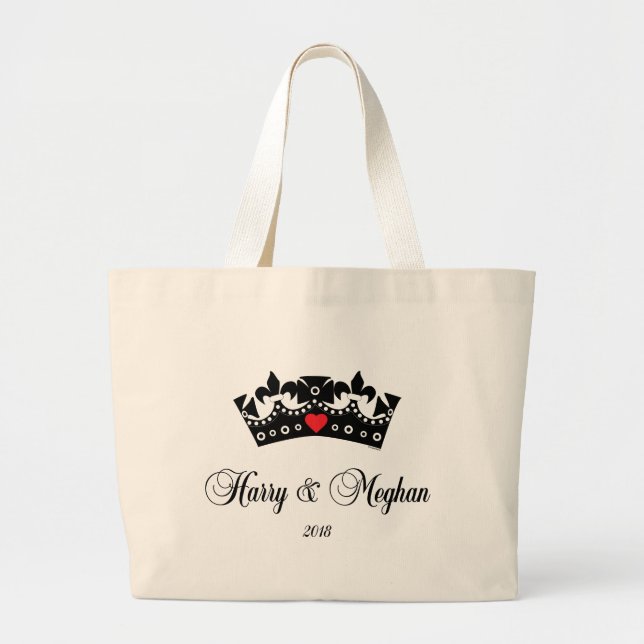 Bolsa Tote Grande Príncipe Harry e Meghan Royal Wedding 2018 Heart (Frente)