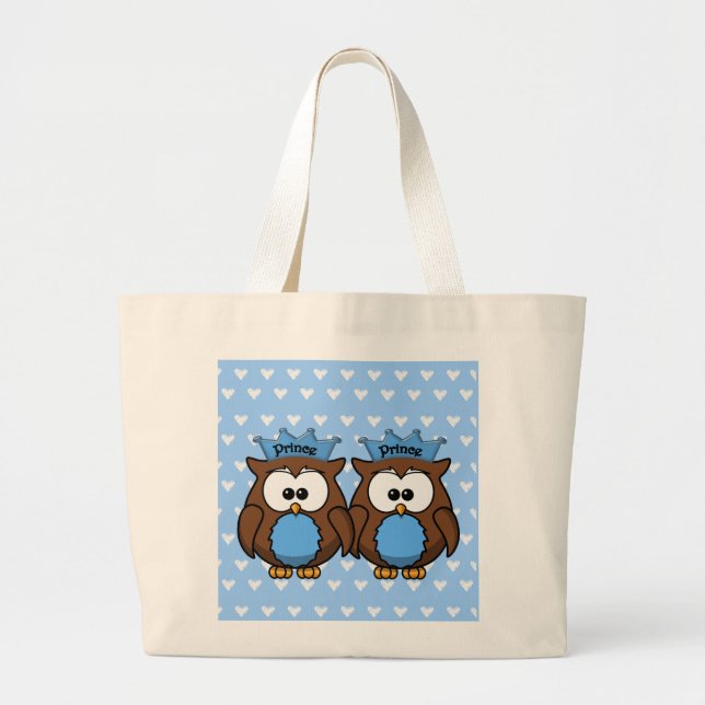 Bolsa Tote Grande príncipes de coruja gêmea (Frente)