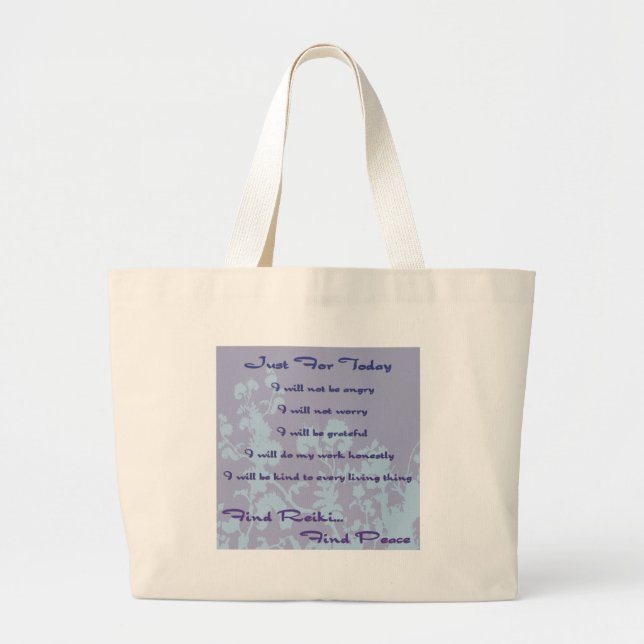 Bolsa Tote Grande Princípios de Reiki (Frente)