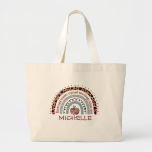 Bolsa Tote Grande Professor de arco-íris fofo personalizado