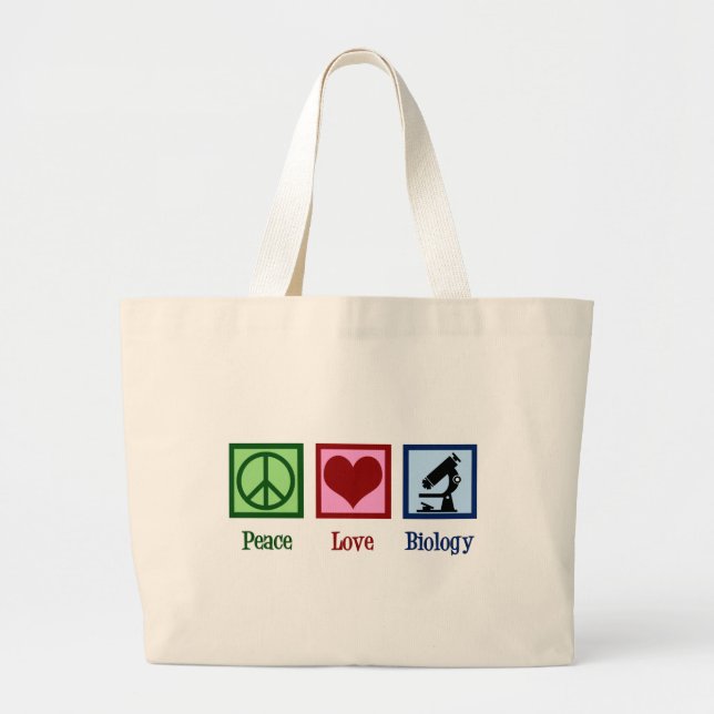 Bolsa Tote Grande Professor de Biologia do Peace Love (Frente)