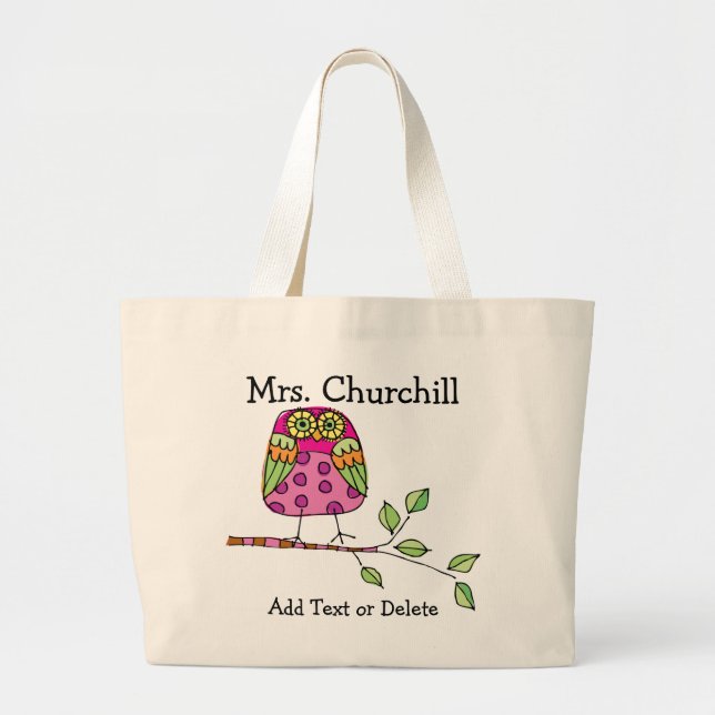 Bolsa Tote Grande Professor de Coruja Brilhante - SRF (Frente)