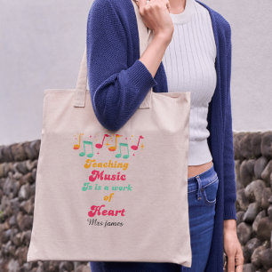 Bolsa Tote Grande Professor de música inspirador Dia do professor pe