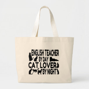 Bolsa Tote Grande Professor inglês Cat Lover