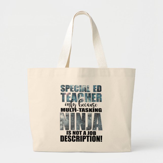 Bolsa Tote Grande Professor super de Ninja do ensino especial (Frente)