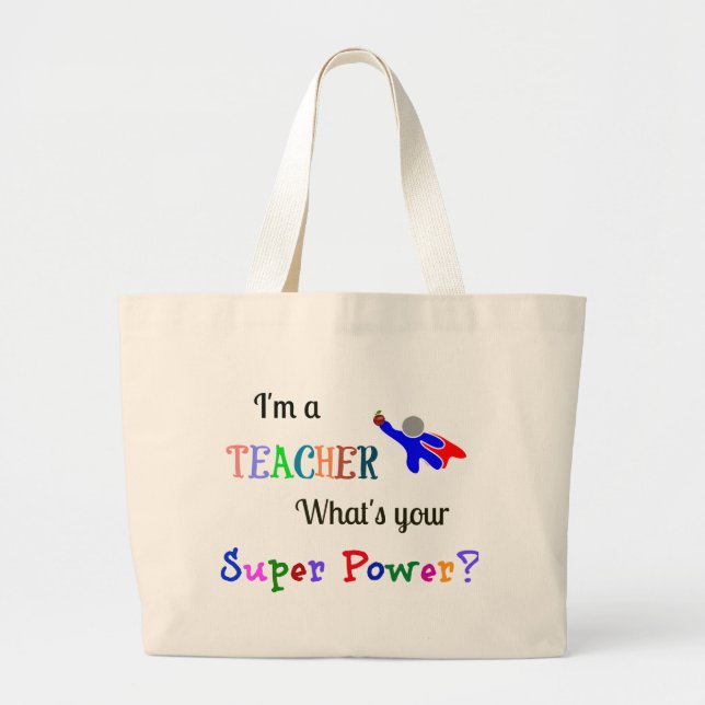 Bolsa Tote Grande Professor super-herói (Frente)