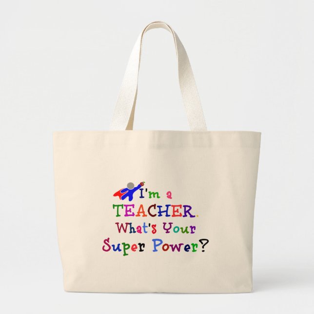 Bolsa Tote Grande Professor super-herói (Frente)