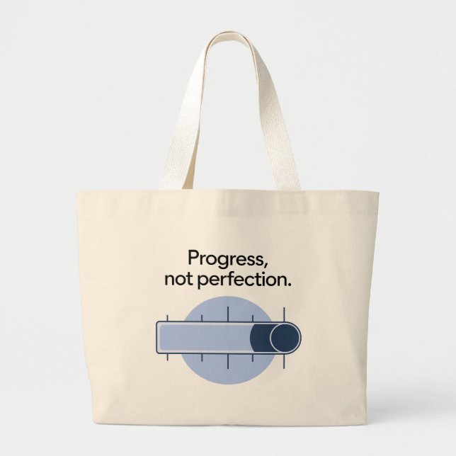 Bolsa Tote Grande progresso não perfeição, progresso sobre perfeição (Frente)