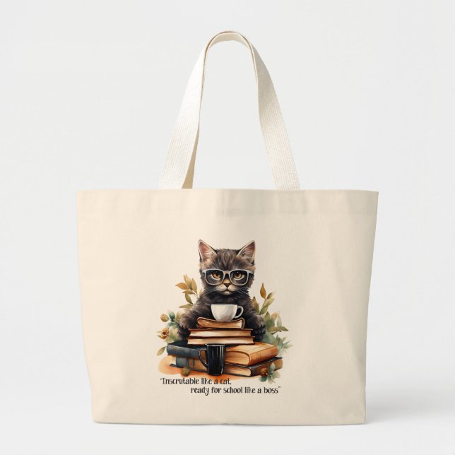 Bolsa Tote Grande Pronto Para A Escola Como Um Chefe (Frente)