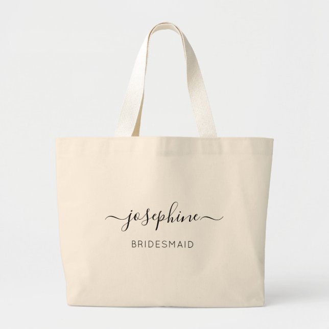 Bolsa Tote Grande Proposta de Dama de Honra Personalizada com Roteir (Frente)