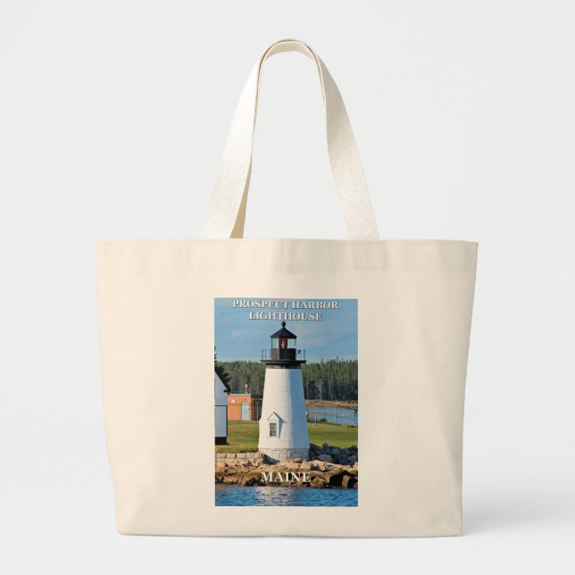 Bolsa Tote Grande Prospect Harbor Lighthouse, Cartão-postal Maine (Frente)