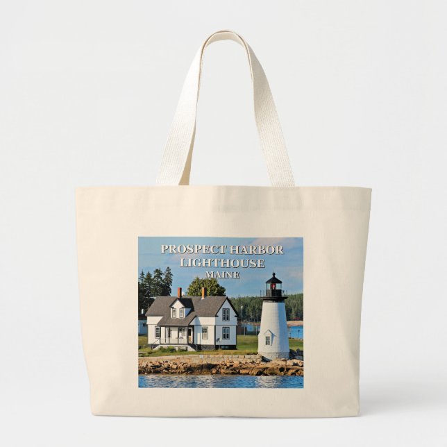 Bolsa Tote Grande Prospect Harbor Lighthouse, Cartão-postal Maine (Frente)