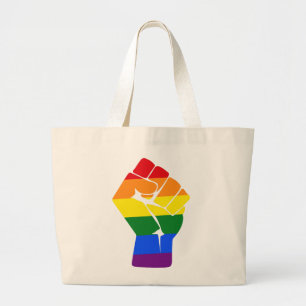 Bolsa Tote Grande Protesto levantado arco-íris do punho do #Resist