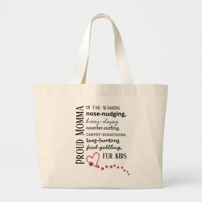 Bolsa Tote Grande Proud Cat & Dog Momma Tote Bag (Frente)