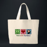 Bolsa Tote Grande Psiquiatra Paz Psiquiatria Amor<br><div class="desc">Psiquiatria de Paz e Amor. Um bonito presente de Natal psiquiatra com um sinal de paz,  coração e cérebro humano. Um presente bonito para um enfermeiro psiquiátrico que trabalha com pacientes de saúde mental em um hospital psiquiátrico.</div>