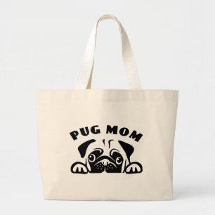 Bolsa Tote Grande Pug Divertido Mãe Cachorrinho Fofo Cartoon Cães