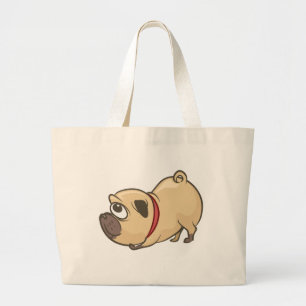 Bolsa Tote Grande Pug Divertido  Mãe Cachorrinho Fofo Pai Cartoon Ca