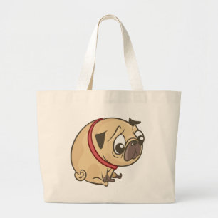 Bolsa Tote Grande Pug Divertido Mãe Cachorrinho Fofo Pai Cartoon Ca