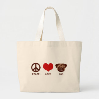 Bolsa Tote Grande Pug do Amor de Paz