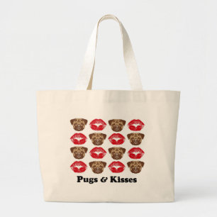 Bolsa Tote Grande Pug engraçado