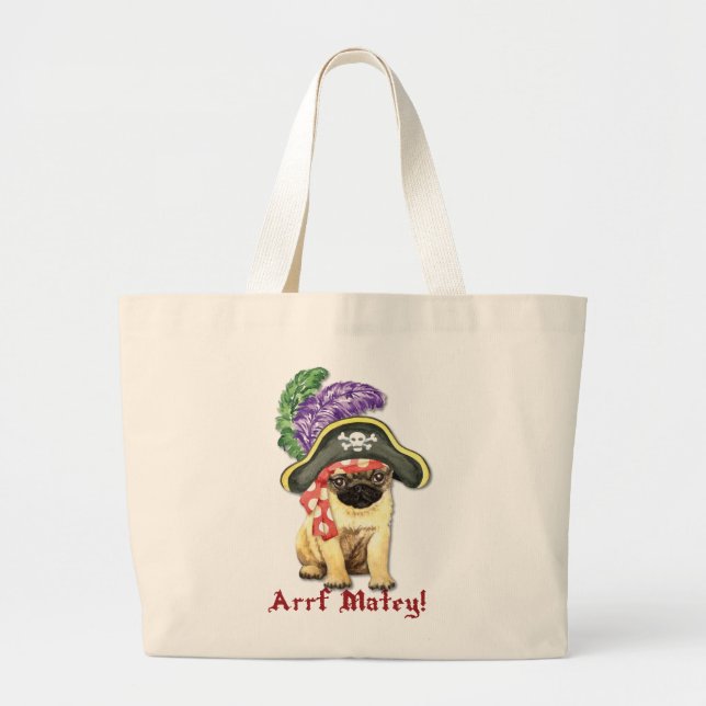 Bolsa Tote Grande Pug Pirate (Frente)