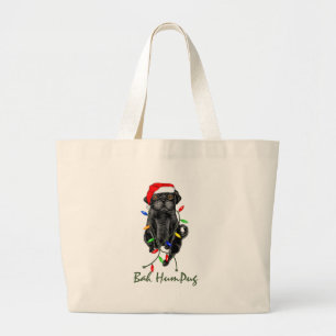 Bolsa Tote Grande Pug preto Totebag de Bah HumPug