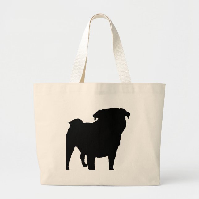 Bolsa Tote Grande Pug Silhouette (Frente)