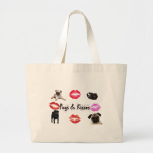 Bolsa Tote Grande Pugs e beijos