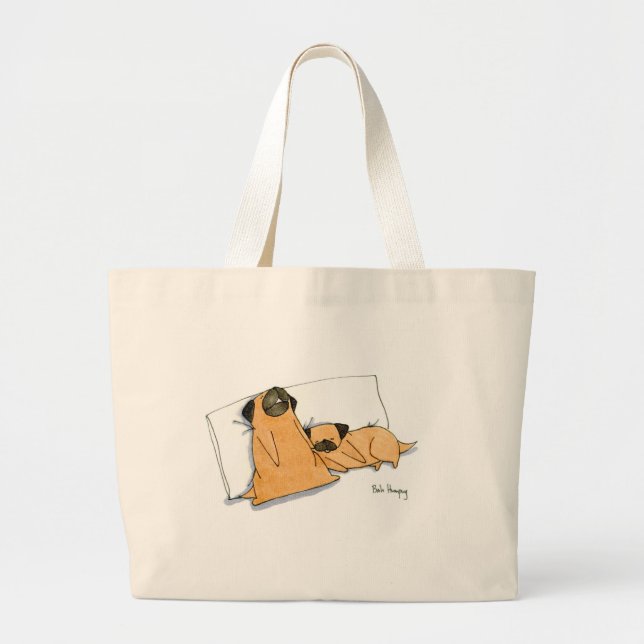 Bolsa Tote Grande Pugs sonolentos (Frente)