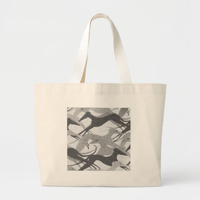 Bolsa Tote Grande Pulando o preto dos cães - cinza (Frente)