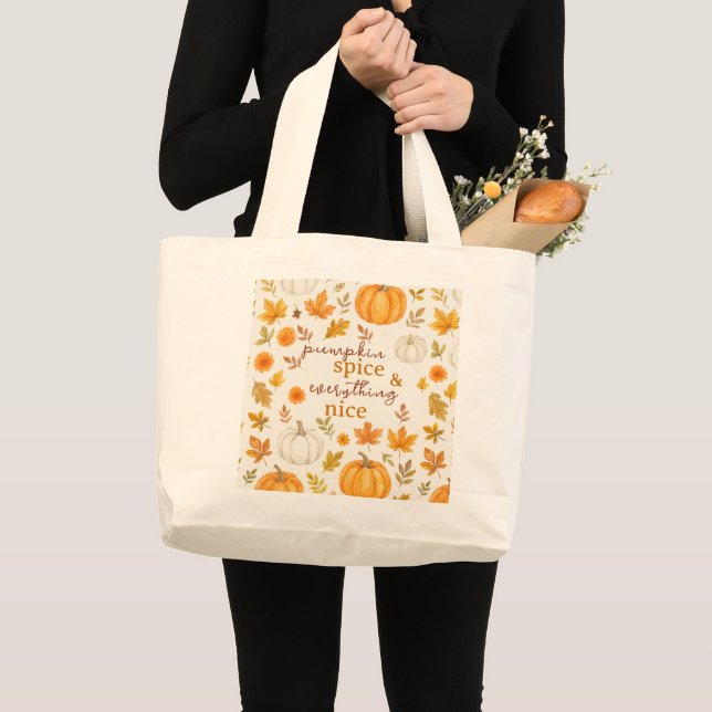 Bolsa Tote Grande Pumpkin Bonito | Ação de Graças (Frente (produto))