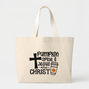 Bolsa Tote Grande Pumpkin Spice e Jesus Cristo