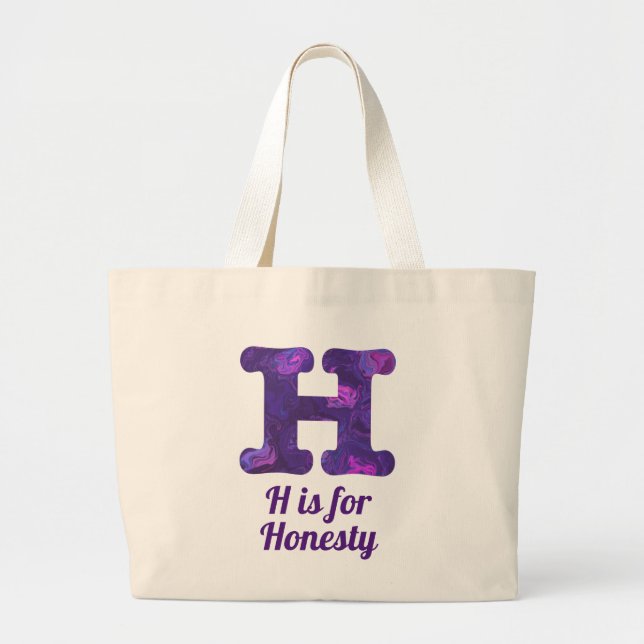 Bolsa Tote Grande Purple - Letra H é para Honestidade Monograma (Frente)